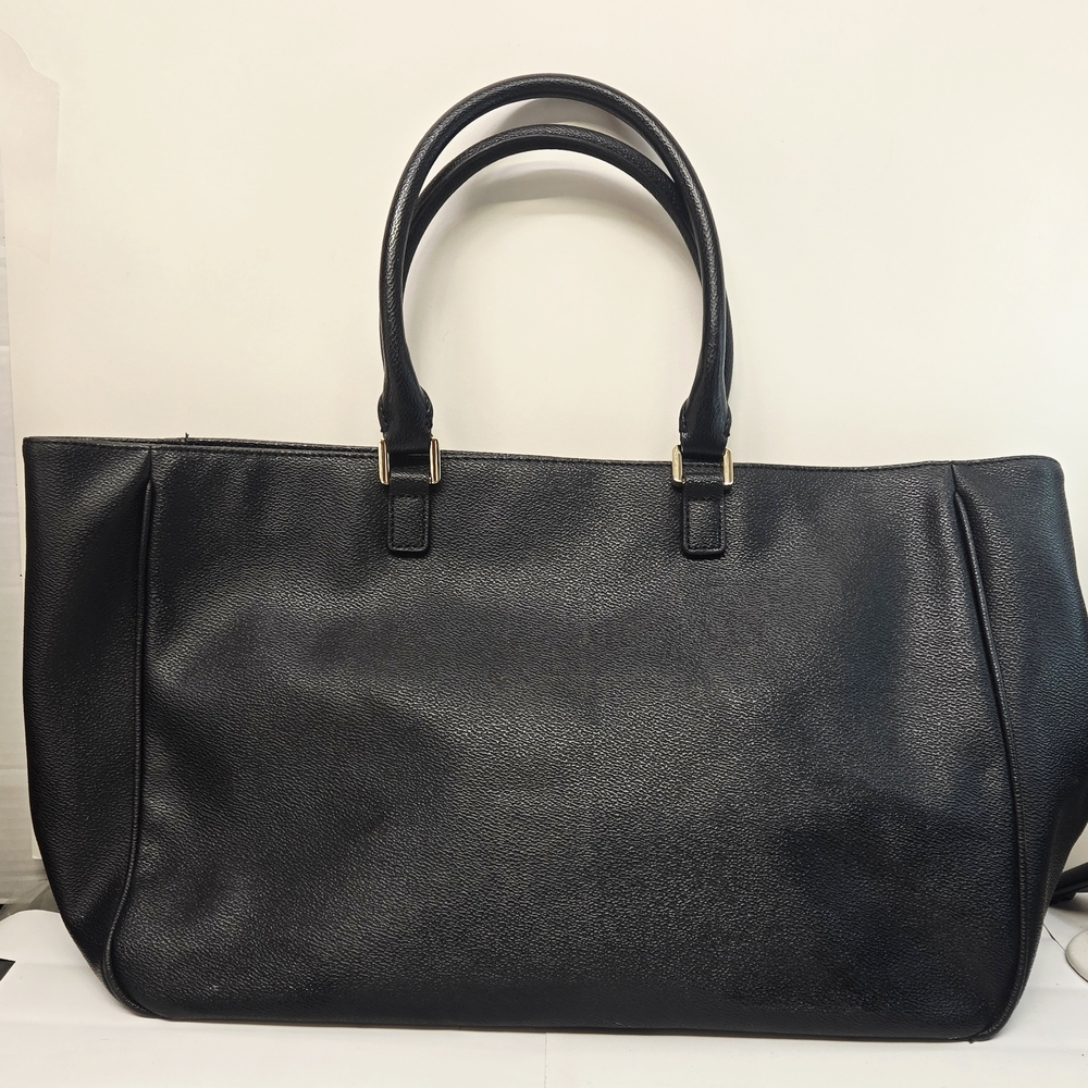 Black Leather Tory Burch Tote Bag with Gold Accents - Picture 3 of 13